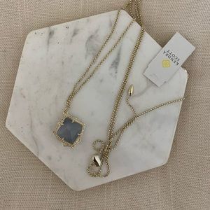 Kendra Scott | Kacey Long Pendant Necklace | Grey | Gold
